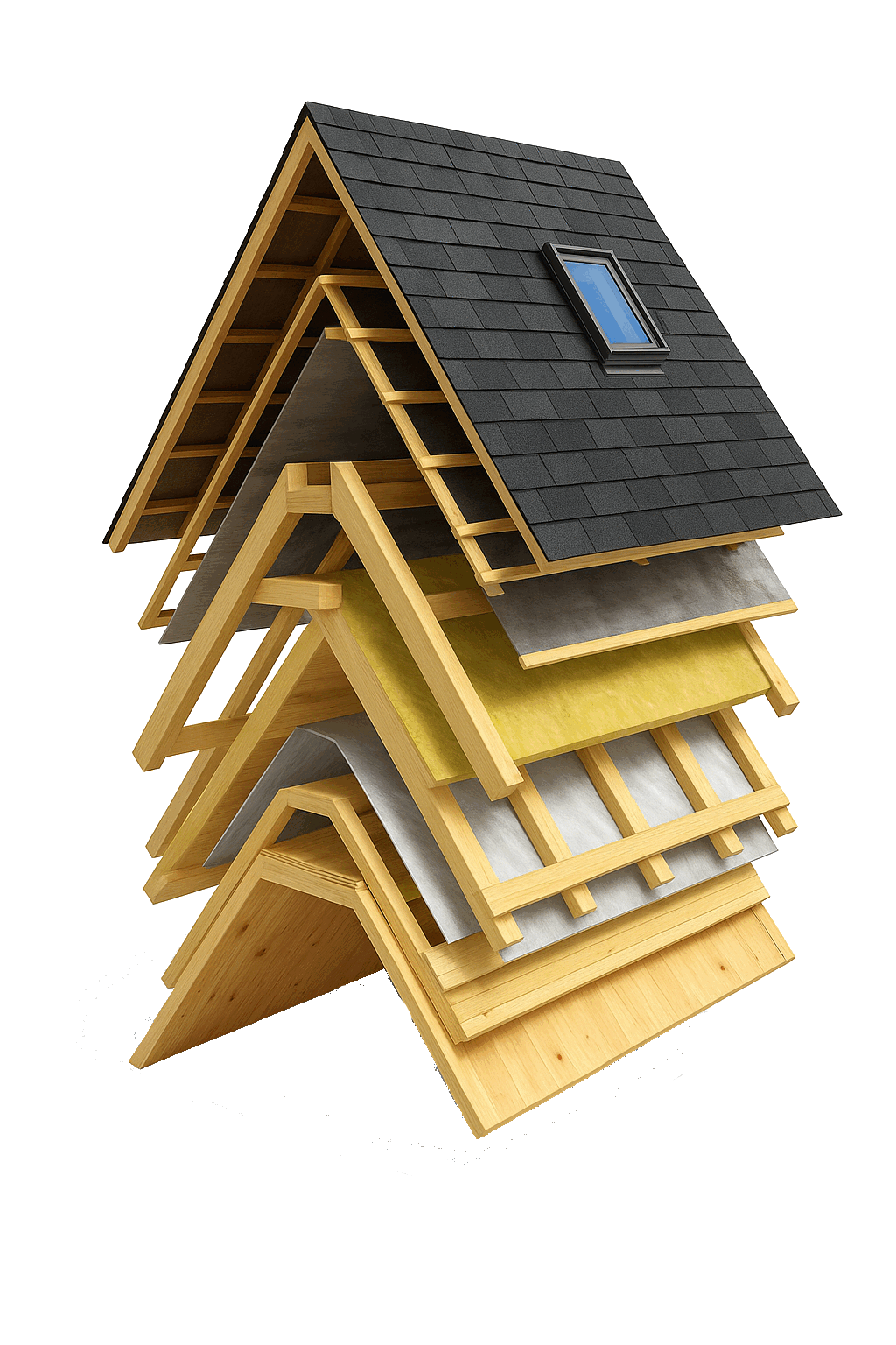 3D illustration of a residential roofing system