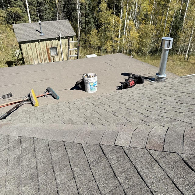 Completed asphalt shingle roofing project